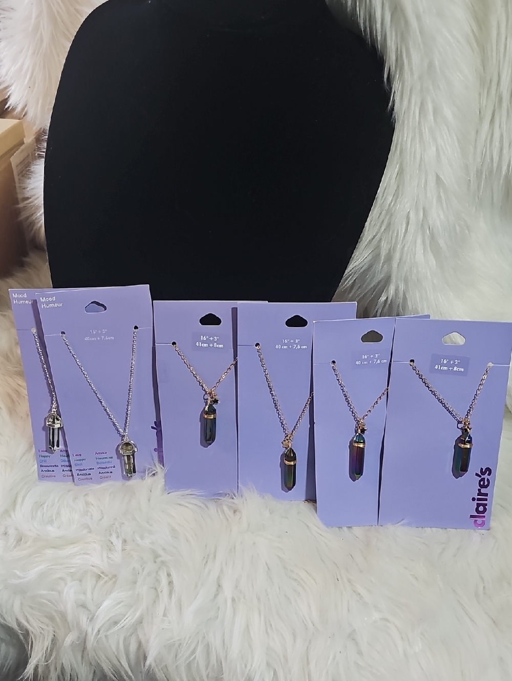 Lot Of 6- Claire's Iridescent Crystal Point Necklaces- #22 Great For Gifts!